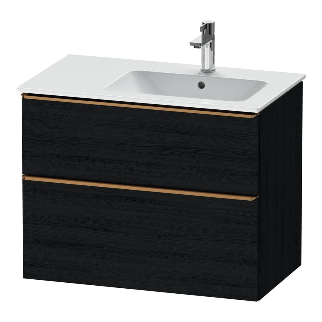 Duravit D-Neo – Έπιπλο Νιπτήρα – 810 mm, 2 συρτάρια, νιπτήρας δεξιά, Bronze Brushed – Black oak Matt, Decor (DE4367004160000)