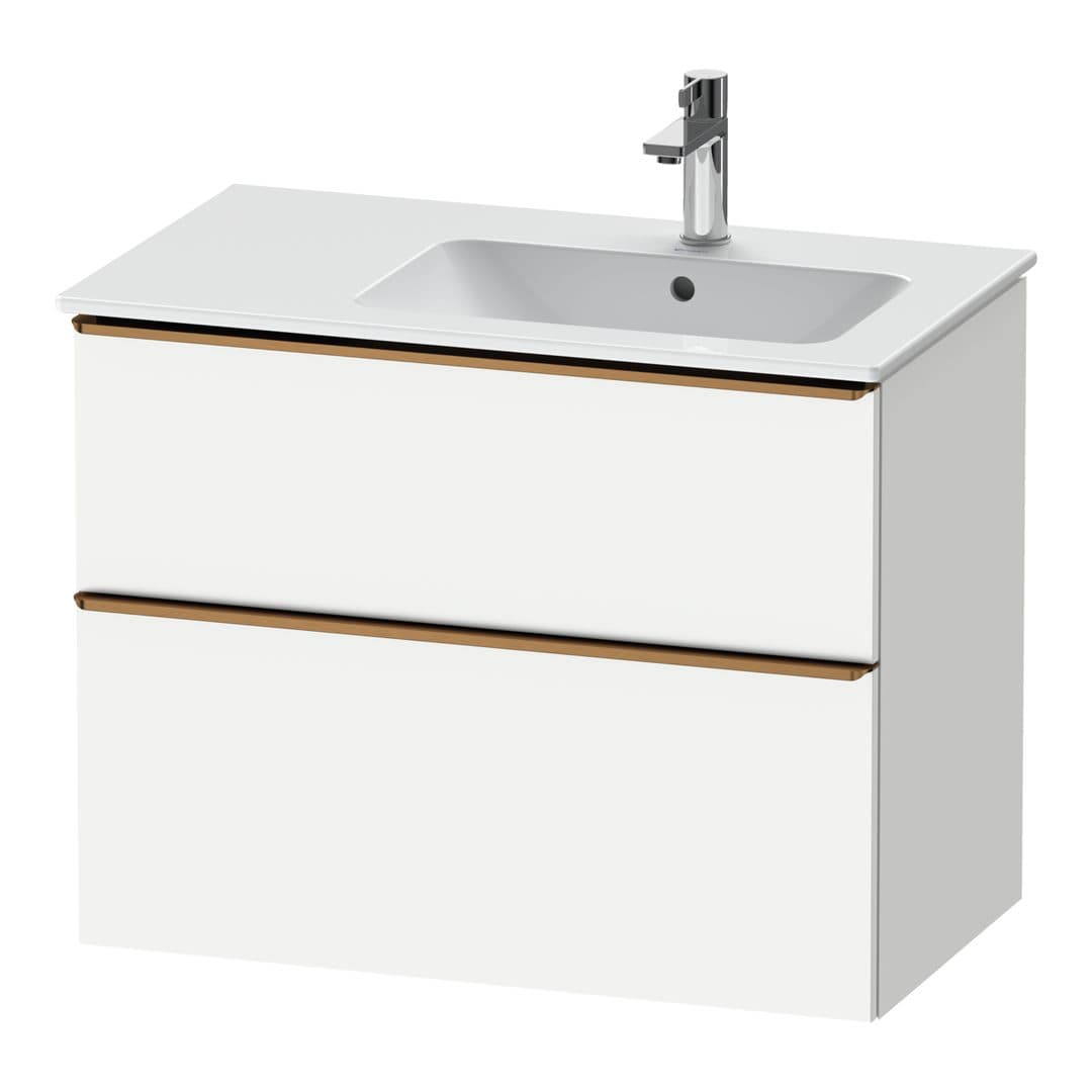 Duravit D-Neo – Έπιπλο Νιπτήρα – 810 mm, 2 συρτάρια, νιπτήρας δεξιά, Bronze Brushed – White Matt, Decor (DE4367004180000)