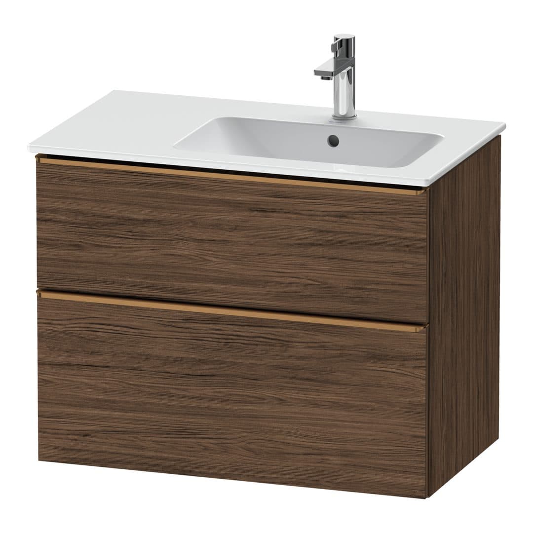 Duravit D-Neo – Έπιπλο Νιπτήρα – 810 mm, 2 συρτάρια, νιπτήρας δεξιά, Bronze Brushed – Walnut dark Matt, Decor (DE4367004210000)