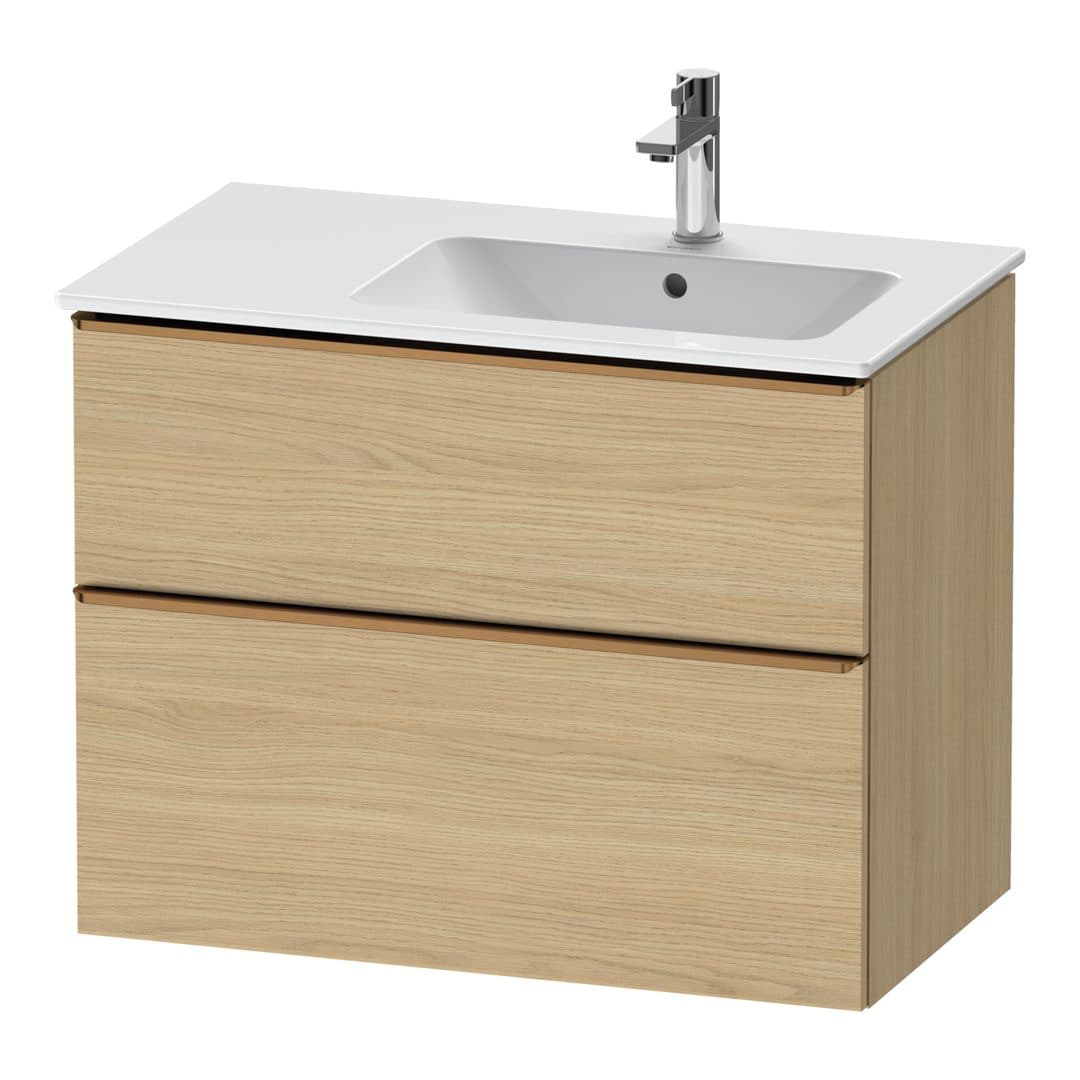 Duravit D-Neo – Έπιπλο Νιπτήρα – 810 mm, 2 συρτάρια, νιπτήρας δεξιά, Bronze Brushed – Natural oak, Decor (DE4367004300000)