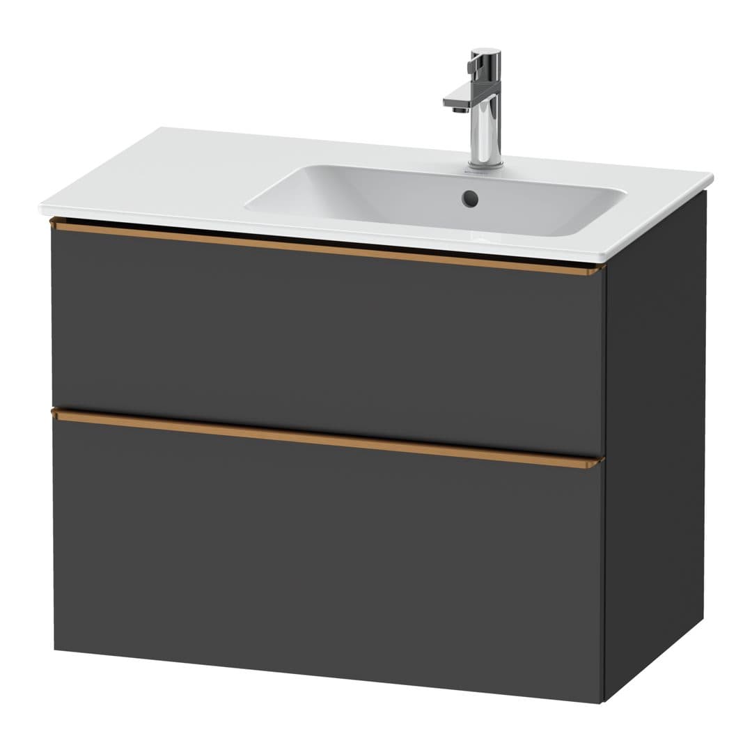 Duravit D-Neo – Έπιπλο Νιπτήρα – 810 mm, 2 συρτάρια, νιπτήρας δεξιά, Bronze Brushed – Graphite Matt, Decor (DE4367004490000)