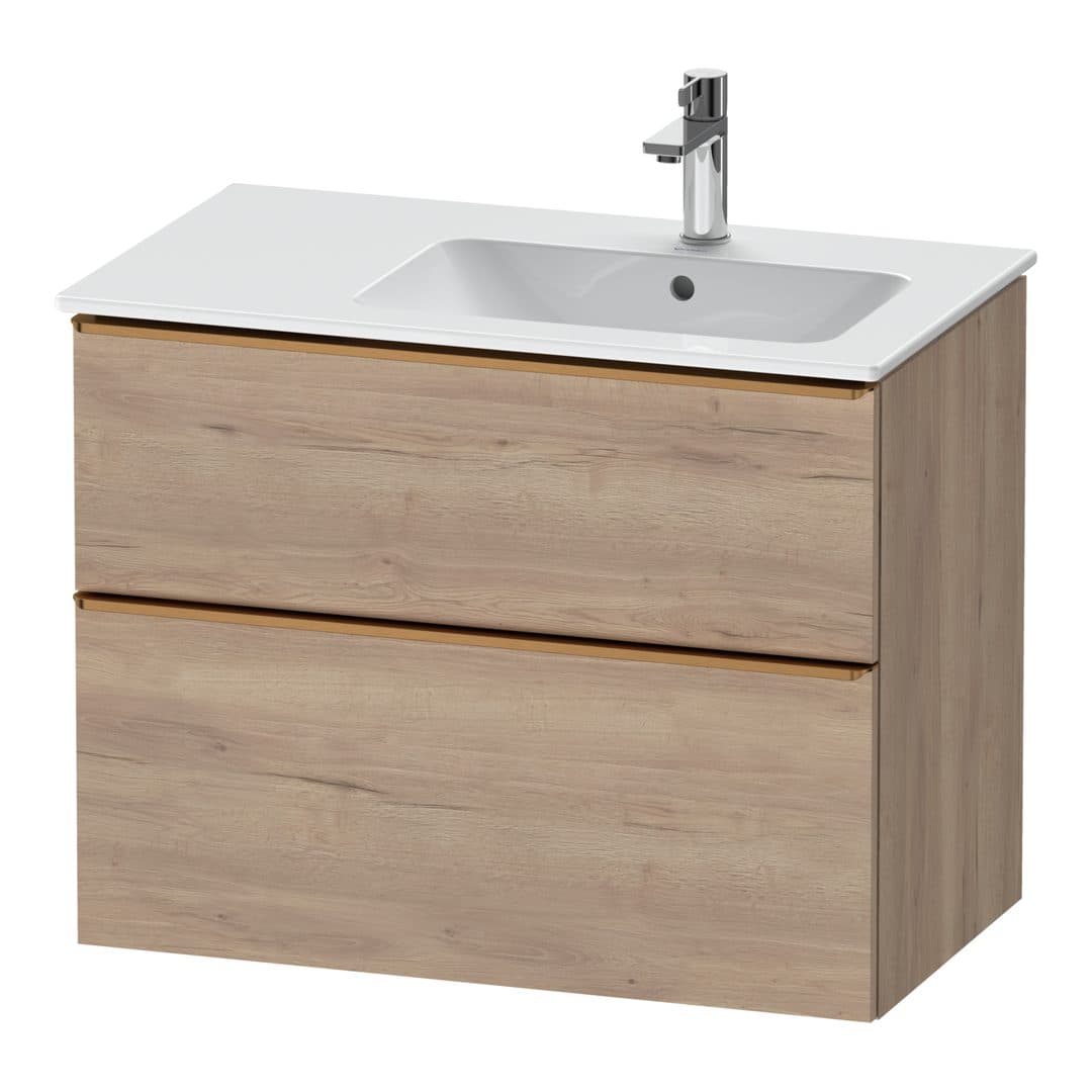 Duravit D-Neo – Έπιπλο Νιπτήρα – 810 mm, 2 συρτάρια, νιπτήρας δεξιά, Bronze Brushed – Marbled Oak Matt, Decor (DE4367004550000)