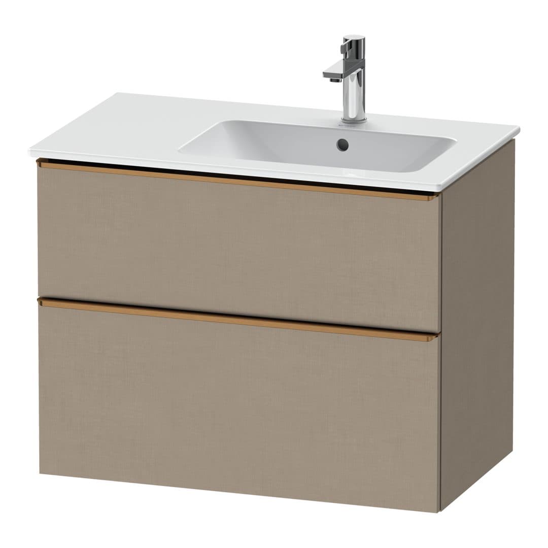 Duravit D-Neo – Έπιπλο Νιπτήρα – 810 mm, 2 συρτάρια, νιπτήρας δεξιά, Bronze Brushed – Linen Matt, Decor (DE4367004750000)