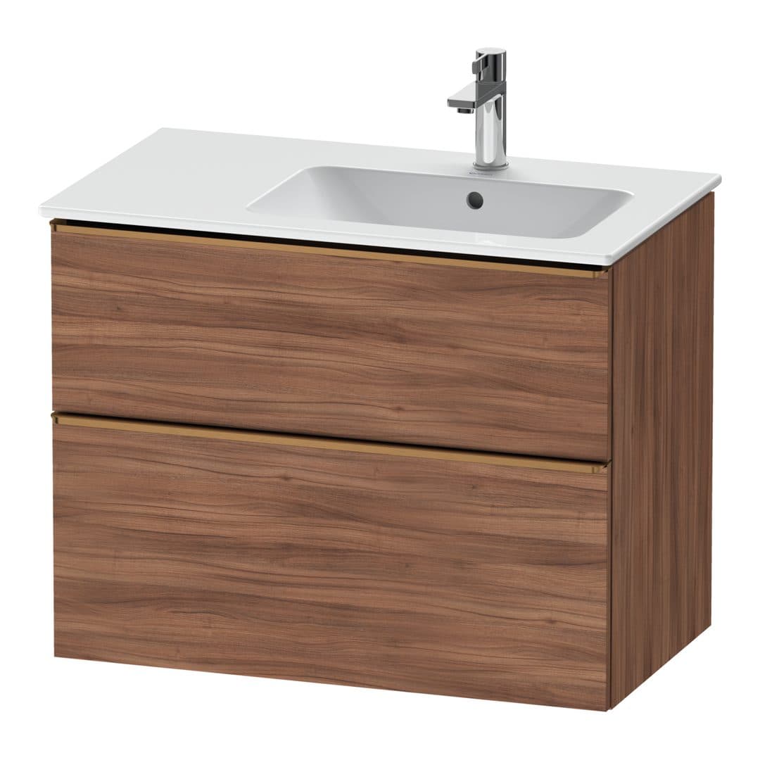 Duravit D-Neo – Έπιπλο Νιπτήρα – 810 mm, 2 συρτάρια, νιπτήρας δεξιά, Bronze Brushed – Walnut Matt, Decor (DE4367004790000)
