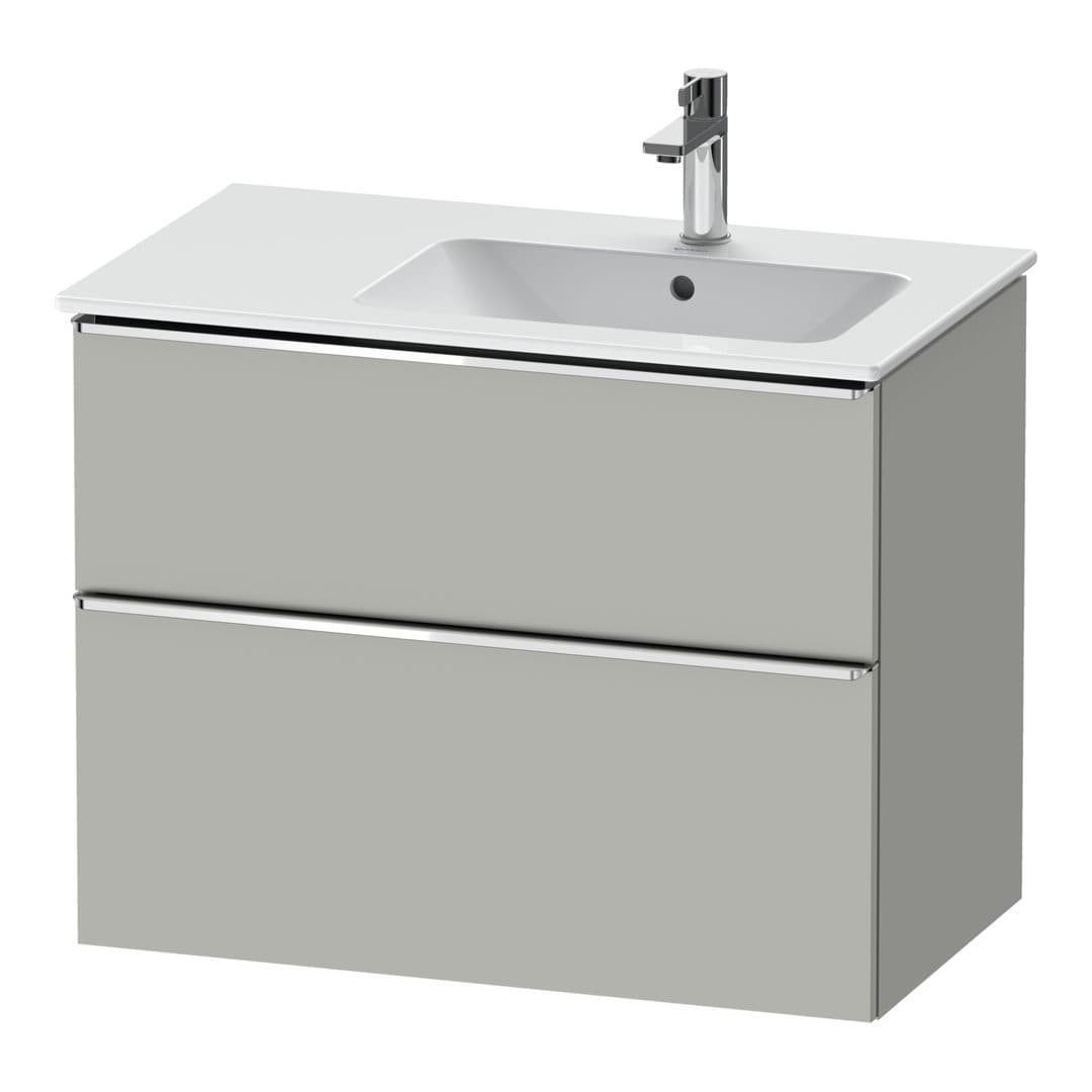 Duravit D-Neo – Έπιπλο Νιπτήρα – 810 mm, 2 συρτάρια, νιπτήρας δεξιά, Chrome High Gloss – Concrete grey Matt, Decor (DE4367010070000)