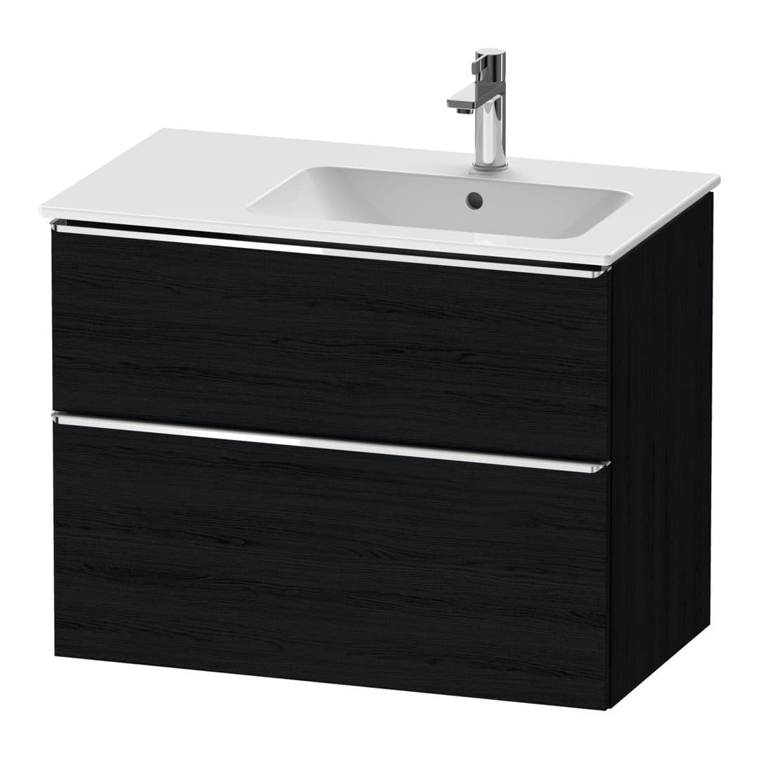 Duravit D-Neo – Έπιπλο Νιπτήρα – 810 mm, 2 συρτάρια, νιπτήρας δεξιά, Chrome High Gloss – Black oak Matt, Decor (DE4367010160000)