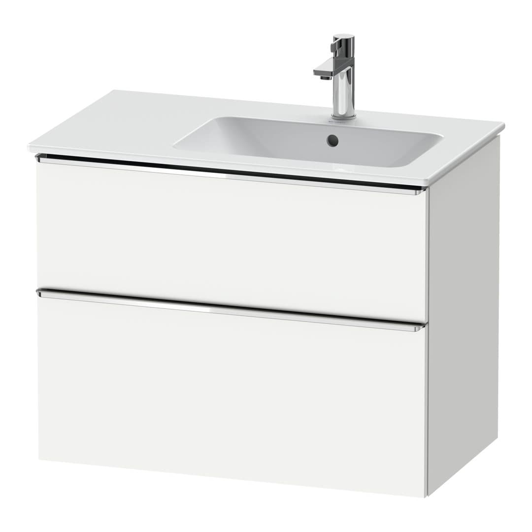 Duravit D-Neo – Έπιπλο Νιπτήρα – 810 mm, 2 συρτάρια, νιπτήρας δεξιά, Chrome High Gloss – White Matt, Decor (DE4367010180000)