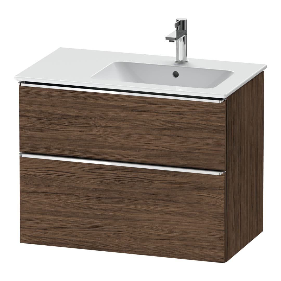 Duravit D-Neo – Έπιπλο Νιπτήρα – 810 mm, 2 συρτάρια, νιπτήρας δεξιά, Chrome High Gloss – Walnut dark Matt, Decor (DE4367010210000)