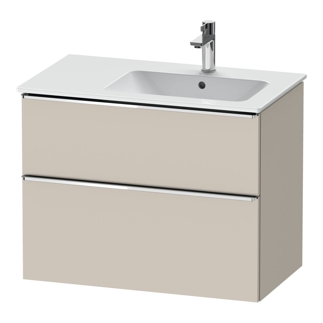 Duravit D-Neo – Έπιπλο Νιπτήρα – 810 mm, 2 συρτάρια, νιπτήρας δεξιά, Chrome High Gloss – Taupe Matt, Decor (DE4367010910000)