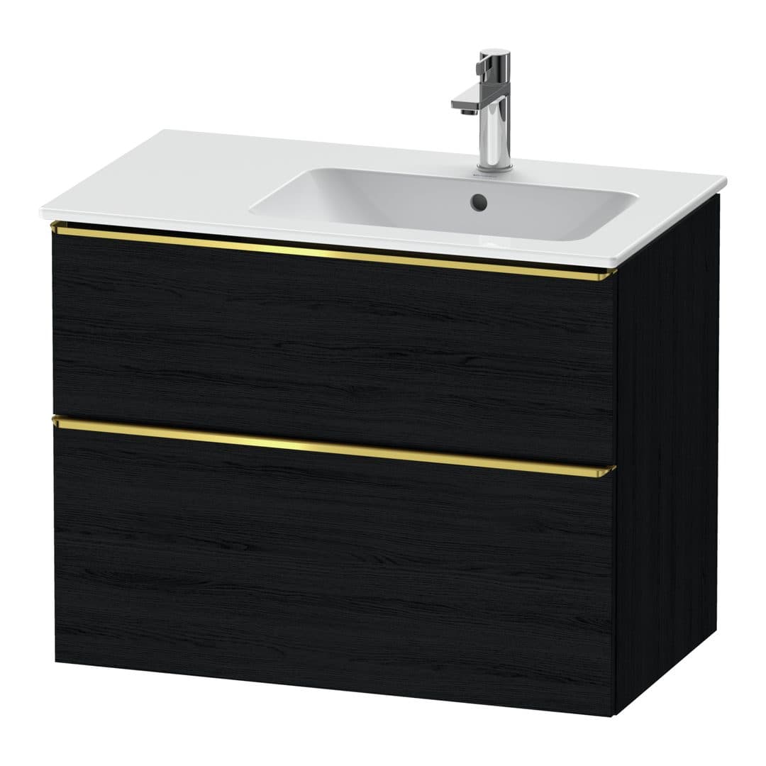 Duravit D-Neo – Έπιπλο Νιπτήρα – 810 mm, 2 συρτάρια, νιπτήρας δεξιά, Gold Polished – Black oak Matt, Decor (DE4367034160000)