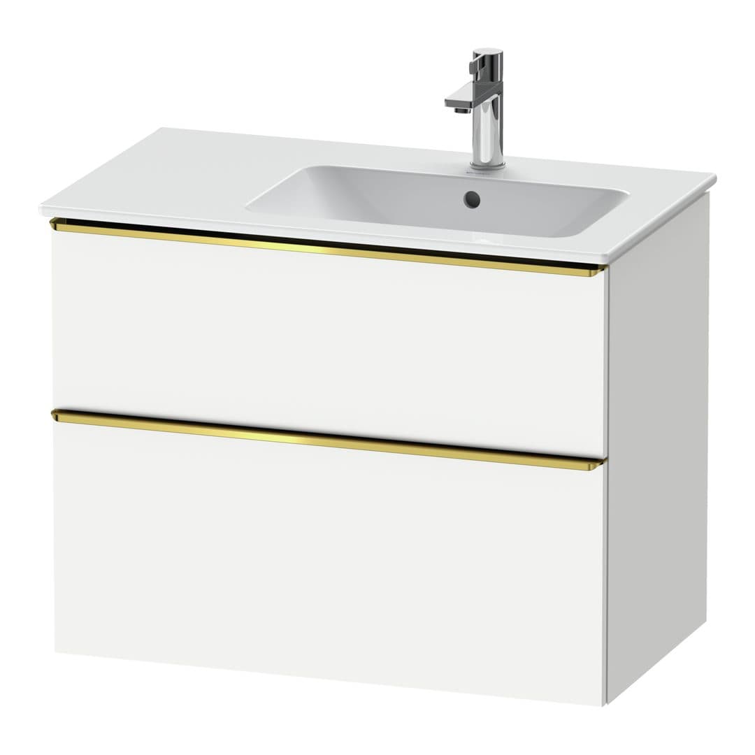 Duravit D-Neo – Έπιπλο Νιπτήρα – 810 mm, 2 συρτάρια, νιπτήρας δεξιά, Gold Polished – White Matt, Decor (DE4367034180000)