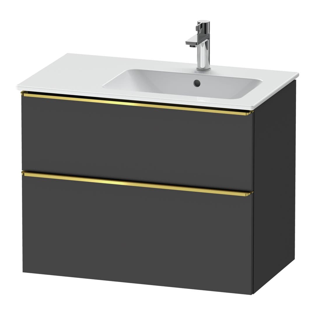 Duravit D-Neo – Έπιπλο Νιπτήρα – 810 mm, 2 συρτάρια, νιπτήρας δεξιά, Gold Polished – Graphite Matt, Decor (DE4367034490000)