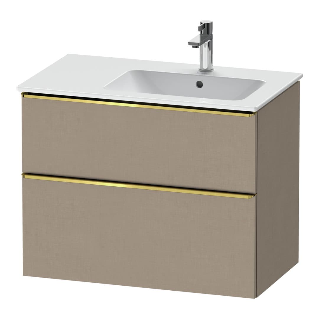 Duravit D-Neo – Έπιπλο Νιπτήρα – 810 mm, 2 συρτάρια, νιπτήρας δεξιά, Gold Polished – Linen Matt, Decor (DE4367034750000)