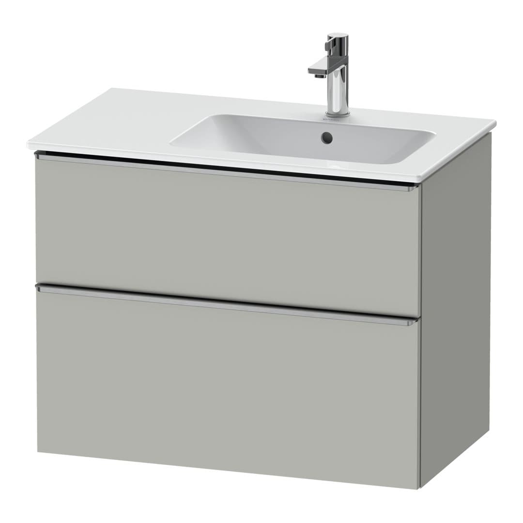 Duravit D-Neo – Έπιπλο Νιπτήρα – 810 mm, 2 συρτάρια, νιπτήρας δεξιά, Stainless steel Brushed – Concrete grey Matt, Decor (DE4367070070000)