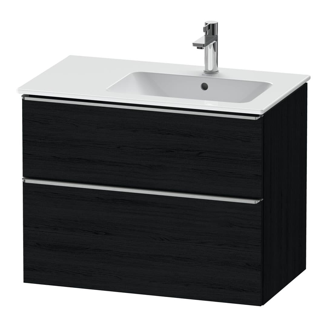 Duravit D-Neo – Έπιπλο Νιπτήρα – 810 mm, 2 συρτάρια, νιπτήρας δεξιά, Stainless steel Brushed – Black oak Matt, Decor (DE4367070160000)