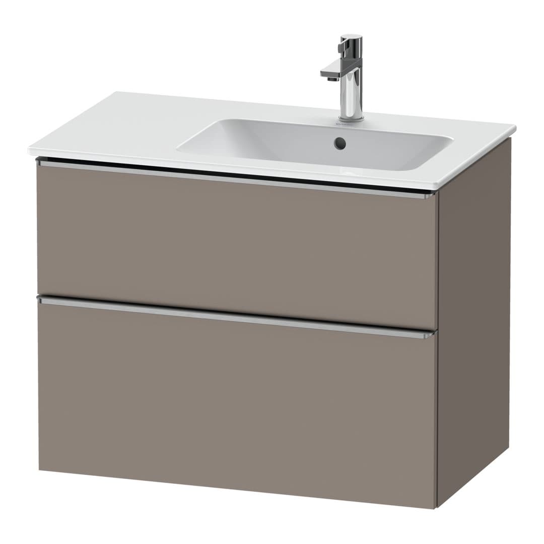 Duravit D-Neo – Έπιπλο Νιπτήρα – 810 mm, 2 συρτάρια, νιπτήρας δεξιά, Stainless steel Brushed – Basalte Matt, Decor (DE4367070430000)