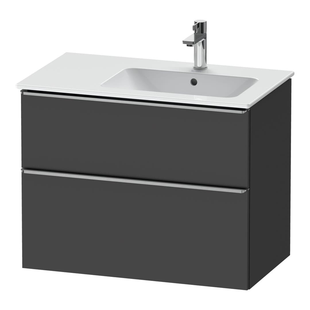 Duravit D-Neo – Έπιπλο Νιπτήρα – 810 mm, 2 συρτάρια, νιπτήρας δεξιά, Stainless steel Brushed – Graphite Matt, Decor (DE4367070490000)