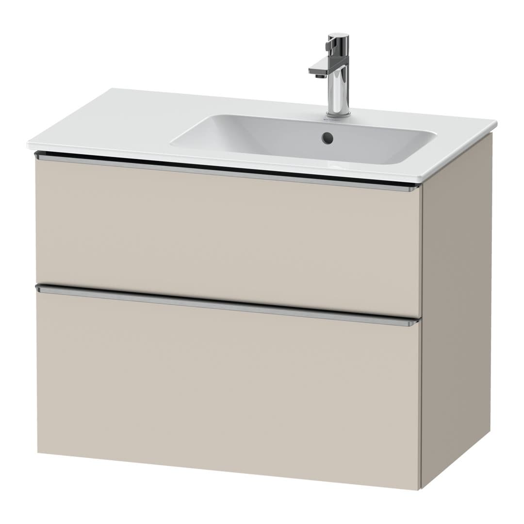 Duravit D-Neo – Έπιπλο Νιπτήρα – 810 mm, 2 συρτάρια, νιπτήρας δεξιά, Stainless steel Brushed – Taupe Matt, Decor (DE4367070910000)