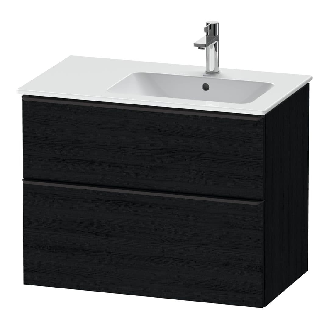 Duravit D-Neo – Έπιπλο Νιπτήρα – 810 mm, 2 συρτάρια, νιπτήρας δεξιά, Diamond black Matt – Black oak Matt, Decor (DE43670BD160000)