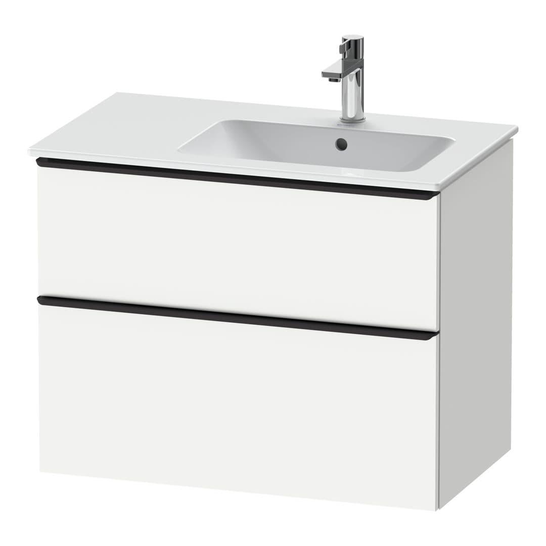 Duravit D-Neo – Έπιπλο Νιπτήρα – 810 mm, 2 συρτάρια, νιπτήρας δεξιά, Diamond black Matt – White Matt, Decor (DE43670BD180000)