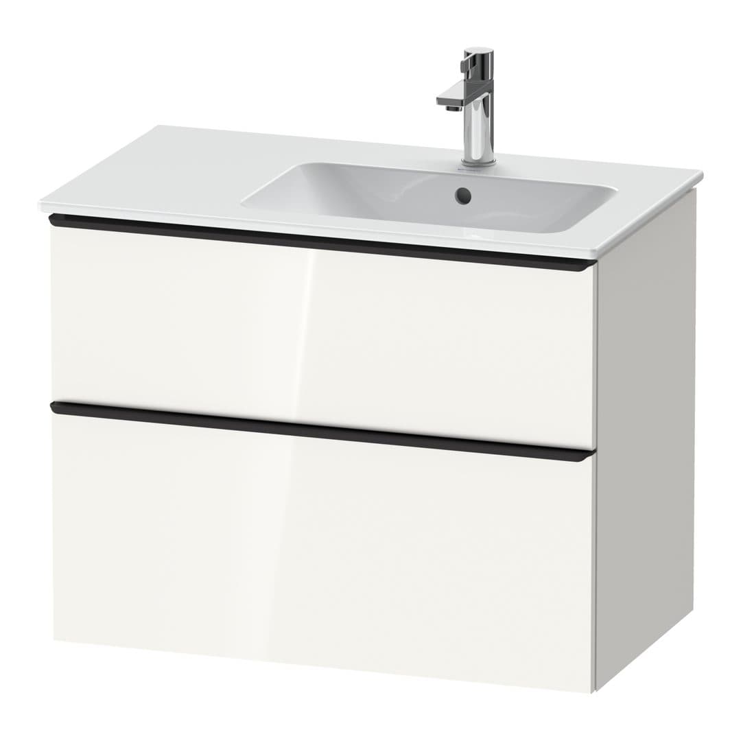 Duravit D-Neo – Έπιπλο Νιπτήρα – 810 mm, 2 συρτάρια, νιπτήρας δεξιά, Diamond black Matt – White High Gloss, Decor (DE43670BD220000)