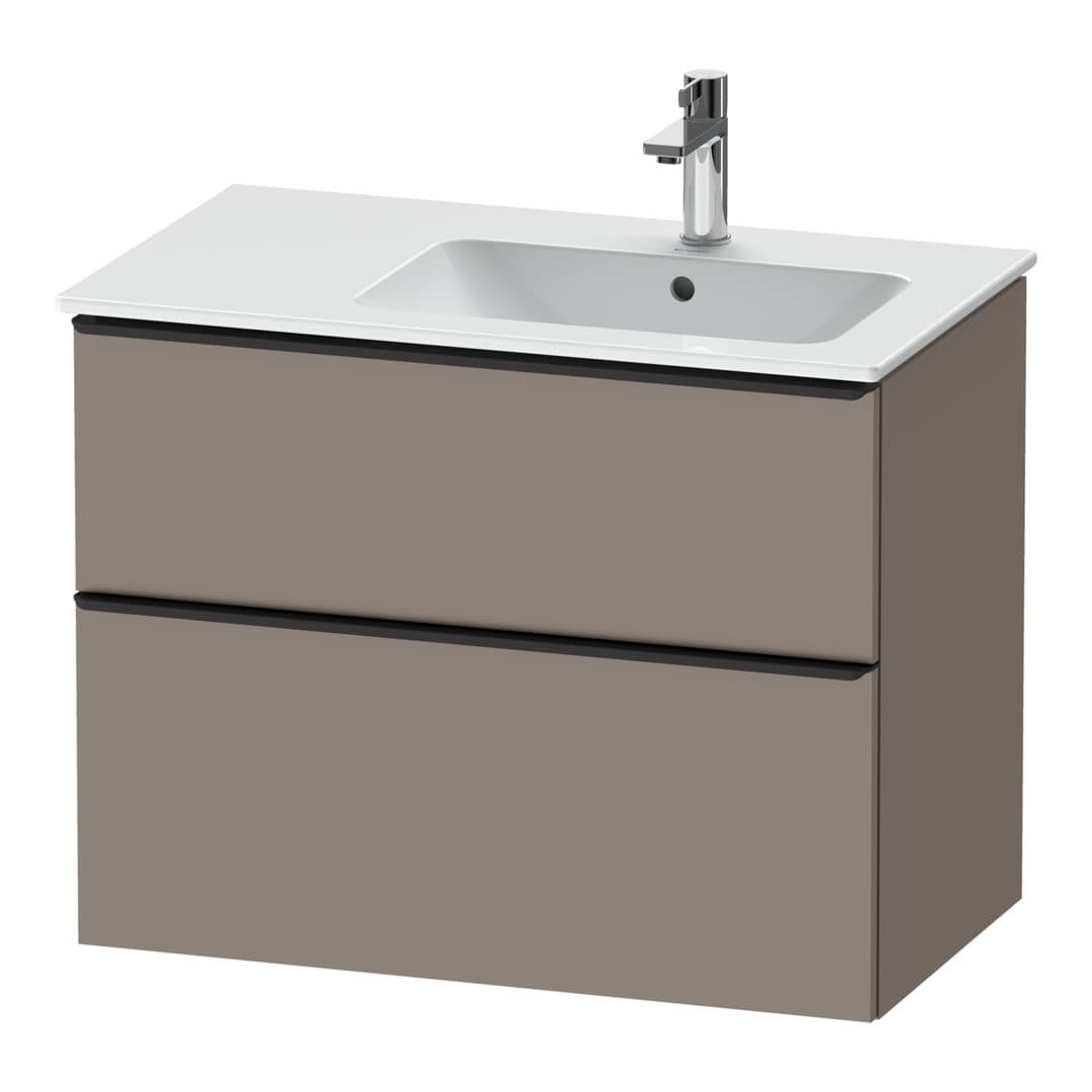 Duravit D-Neo – Έπιπλο Νιπτήρα – 810 mm, 2 συρτάρια, νιπτήρας δεξιά, Diamond black Matt – Basalte Matt, Decor (DE43670BD430000)