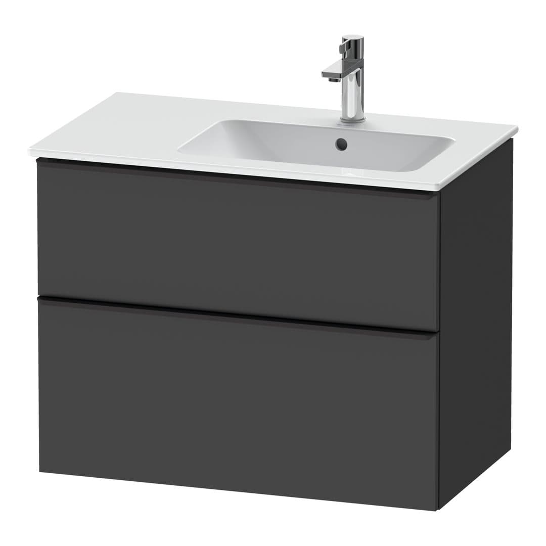 Duravit D-Neo – Έπιπλο Νιπτήρα – 810 mm, 2 συρτάρια, νιπτήρας δεξιά, Diamond black Matt – Graphite Matt, Decor (DE43670BD490000)