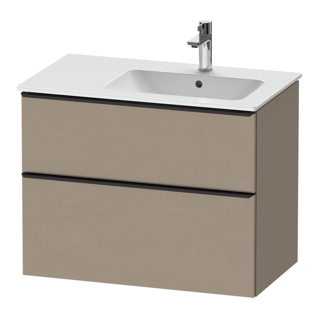 Duravit D-Neo – Έπιπλο Νιπτήρα – 810 mm, 2 συρτάρια, νιπτήρας δεξιά, Diamond black Matt – Linen Matt, Decor (DE43670BD750000)