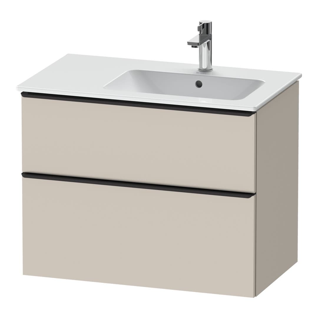 Duravit D-Neo – Έπιπλο Νιπτήρα – 810 mm, 2 συρτάρια, νιπτήρας δεξιά, Diamond black Matt – Taupe Matt, Decor (DE43670BD910000)
