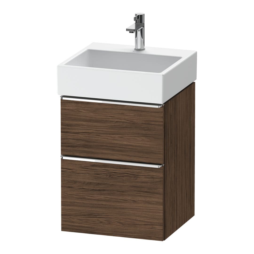 Duravit D-Neo – Έπιπλο Νιπτήρα – 484 mm, 2 συρτάρια, νιπτήρας κέντρο, 484 x 442 x 625 mm, Chrome High Gloss – Walnut dark Matt, Decor (DE4370010210000)