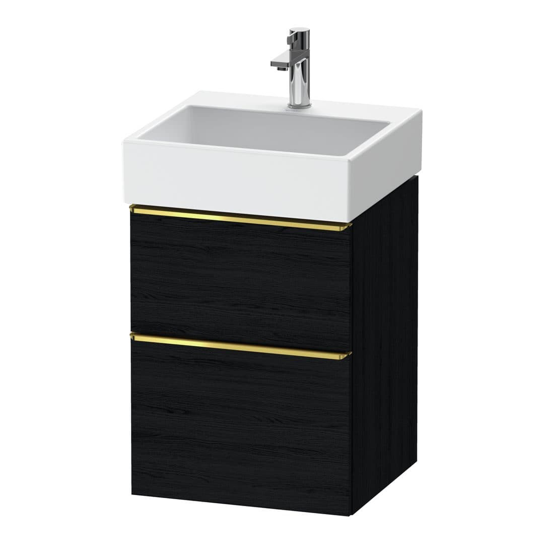 Duravit D-Neo – Έπιπλο Νιπτήρα – 484 mm, 2 συρτάρια, νιπτήρας κέντρο, 484 x 442 x 625 mm, Gold Polished – Black oak Matt, Decor (DE4370034160000)