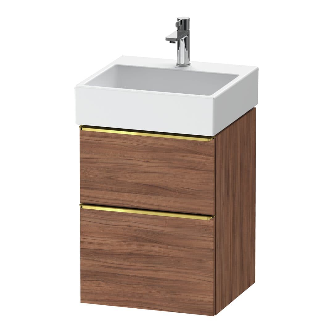 Duravit D-Neo – Έπιπλο Νιπτήρα – 484 mm, 2 συρτάρια, νιπτήρας κέντρο, 484 x 442 x 625 mm, Gold Polished – Walnut Matt, Decor (DE4370034790000)