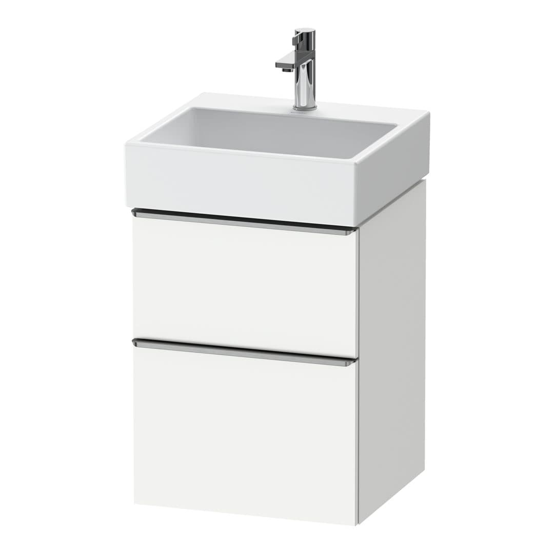 Duravit D-Neo – Έπιπλο Νιπτήρα – 484 mm, 2 συρτάρια, νιπτήρας κέντρο, 484 x 442 x 625 mm, Stainless steel Brushed – White Matt, Decor (DE4370070180000)