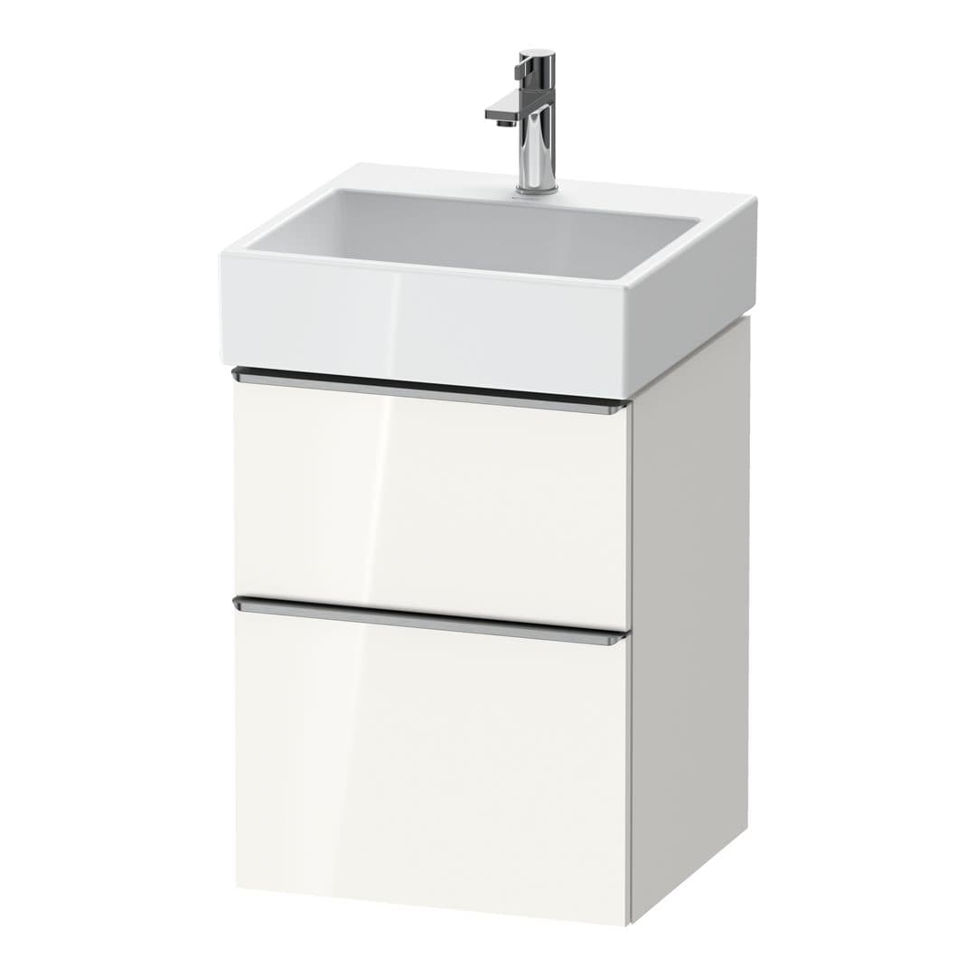 Duravit D-Neo – Έπιπλο Νιπτήρα – 484 mm, 2 συρτάρια, νιπτήρας κέντρο, 484 x 442 x 625 mm, Stainless steel Brushed – White High Gloss, Decor (DE4370070220000)
