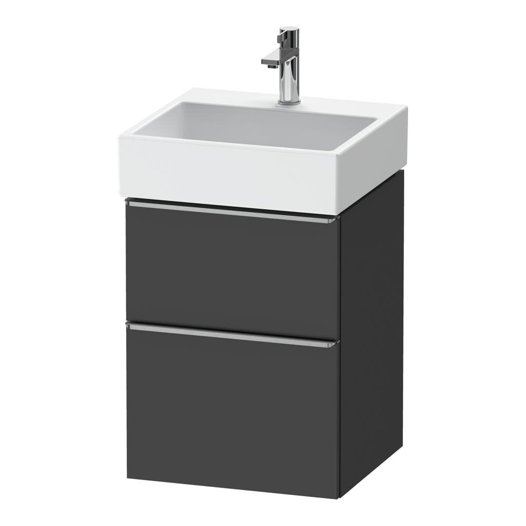 Duravit D-Neo – Έπιπλο Νιπτήρα – 484 mm, 2 συρτάρια, νιπτήρας κέντρο, 484 x 442 x 625 mm, Stainless steel Brushed – Graphite Matt, Decor (DE4370070490000)