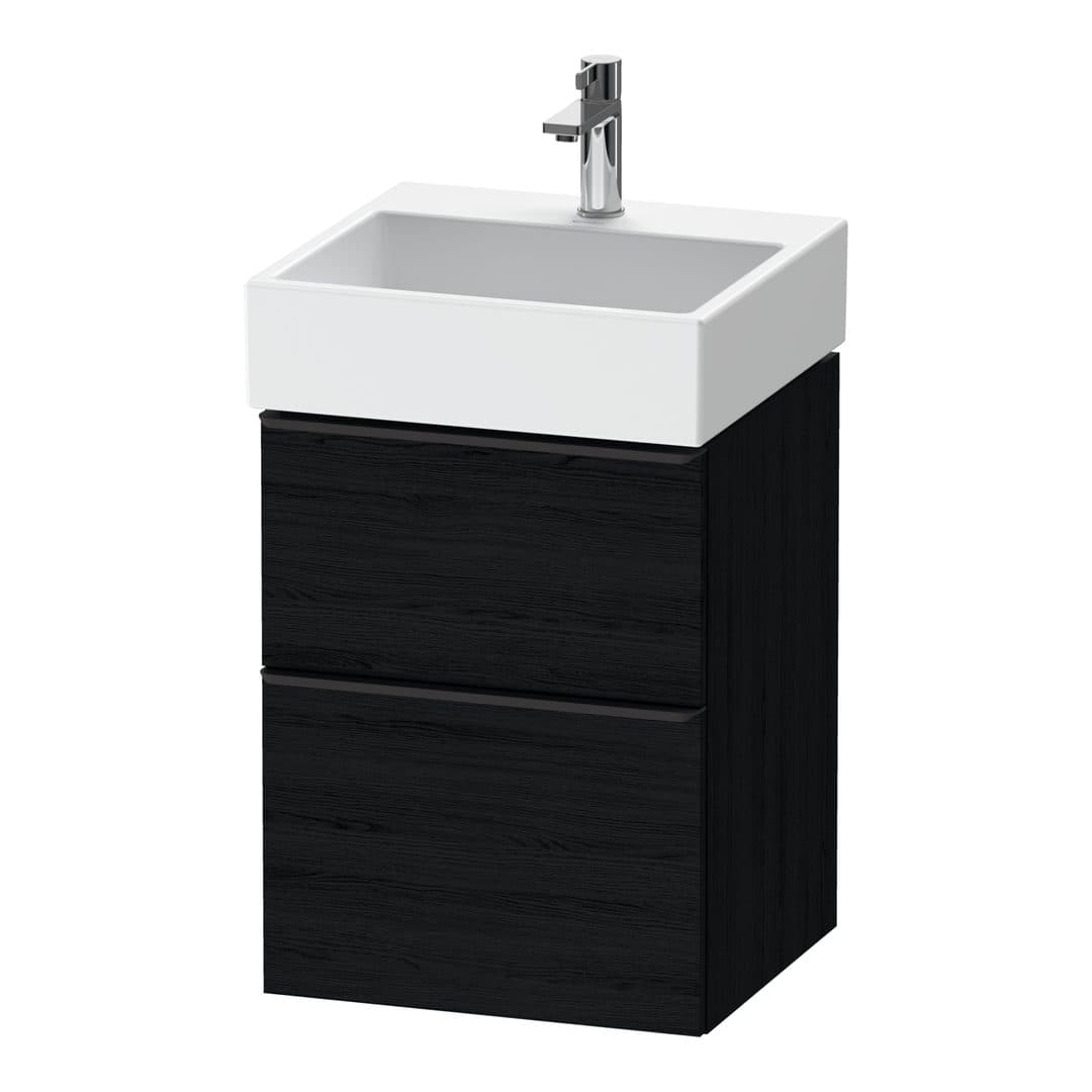 Duravit D-Neo – Έπιπλο Νιπτήρα – 484 mm, 2 συρτάρια, νιπτήρας κέντρο, 484 x 442 x 625 mm, Diamond black Matt – Black oak Matt, Decor (DE43700BD160000)