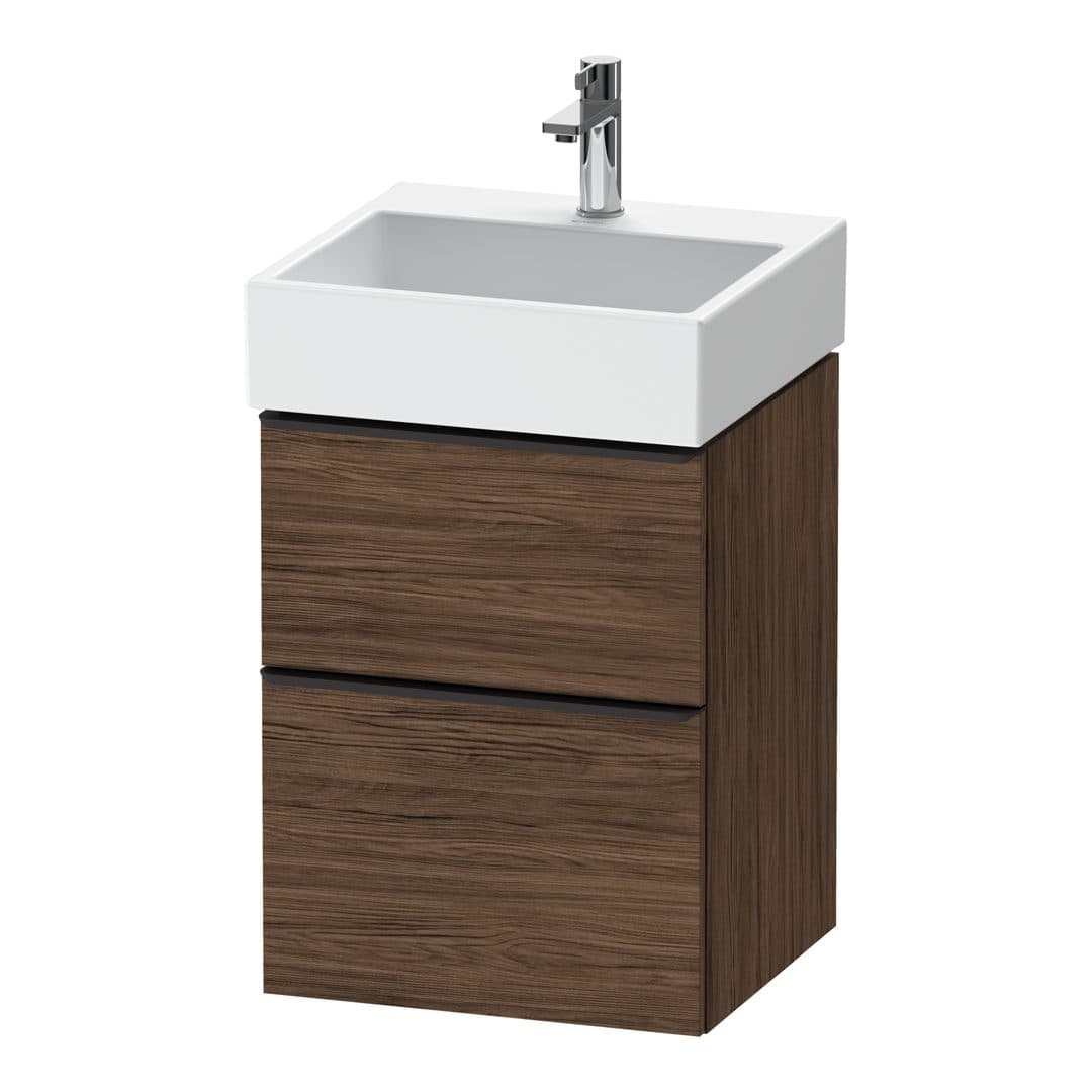 Duravit D-Neo – Έπιπλο Νιπτήρα – 484 mm, 2 συρτάρια, νιπτήρας κέντρο, 484 x 442 x 625 mm, Diamond black Matt – Walnut dark Matt, Decor (DE43700BD210000)