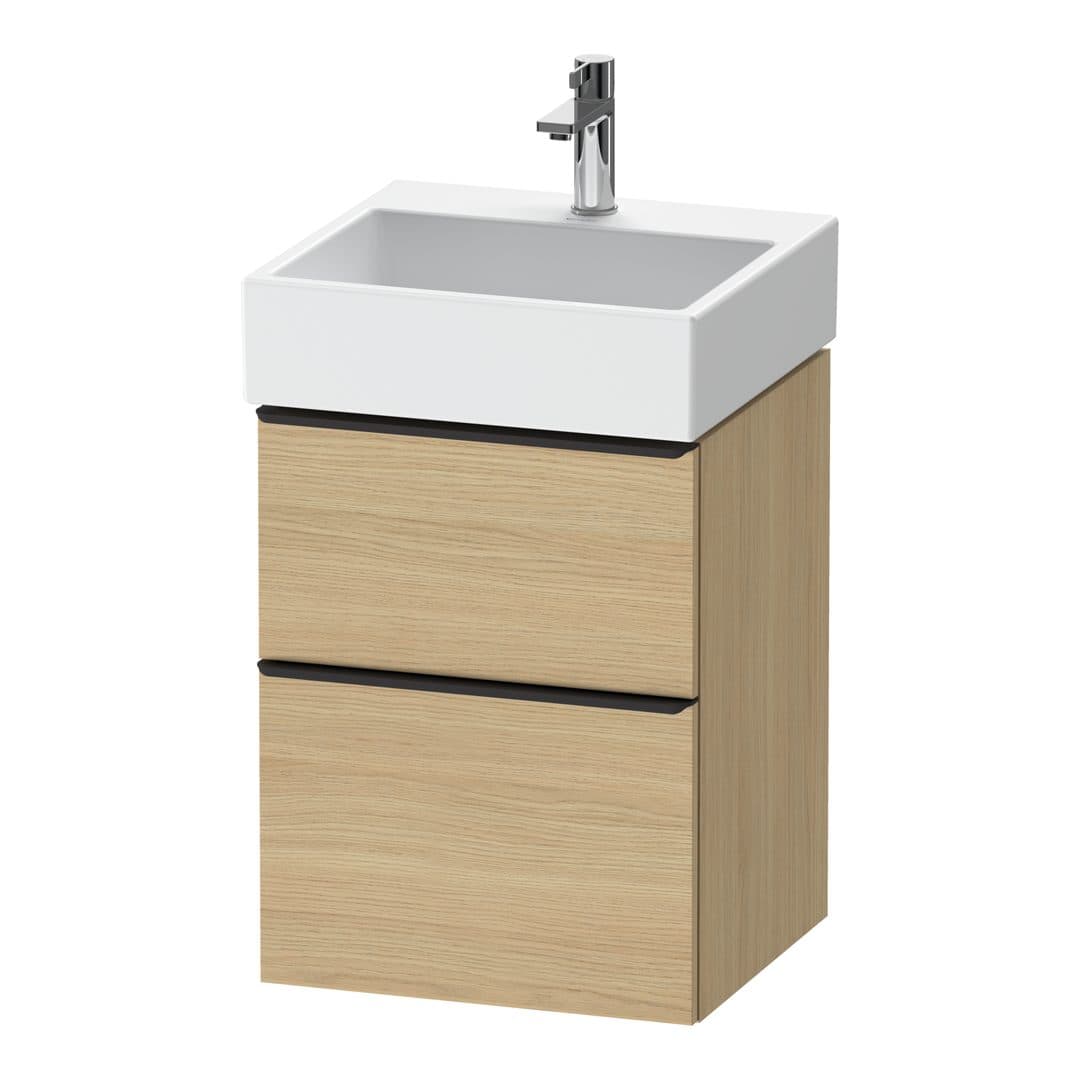 Duravit D-Neo – Έπιπλο Νιπτήρα – 484 mm, 2 συρτάρια, νιπτήρας κέντρο, 484 x 442 x 625 mm, Diamond black Matt – Natural oak, Decor (DE43700BD300000)
