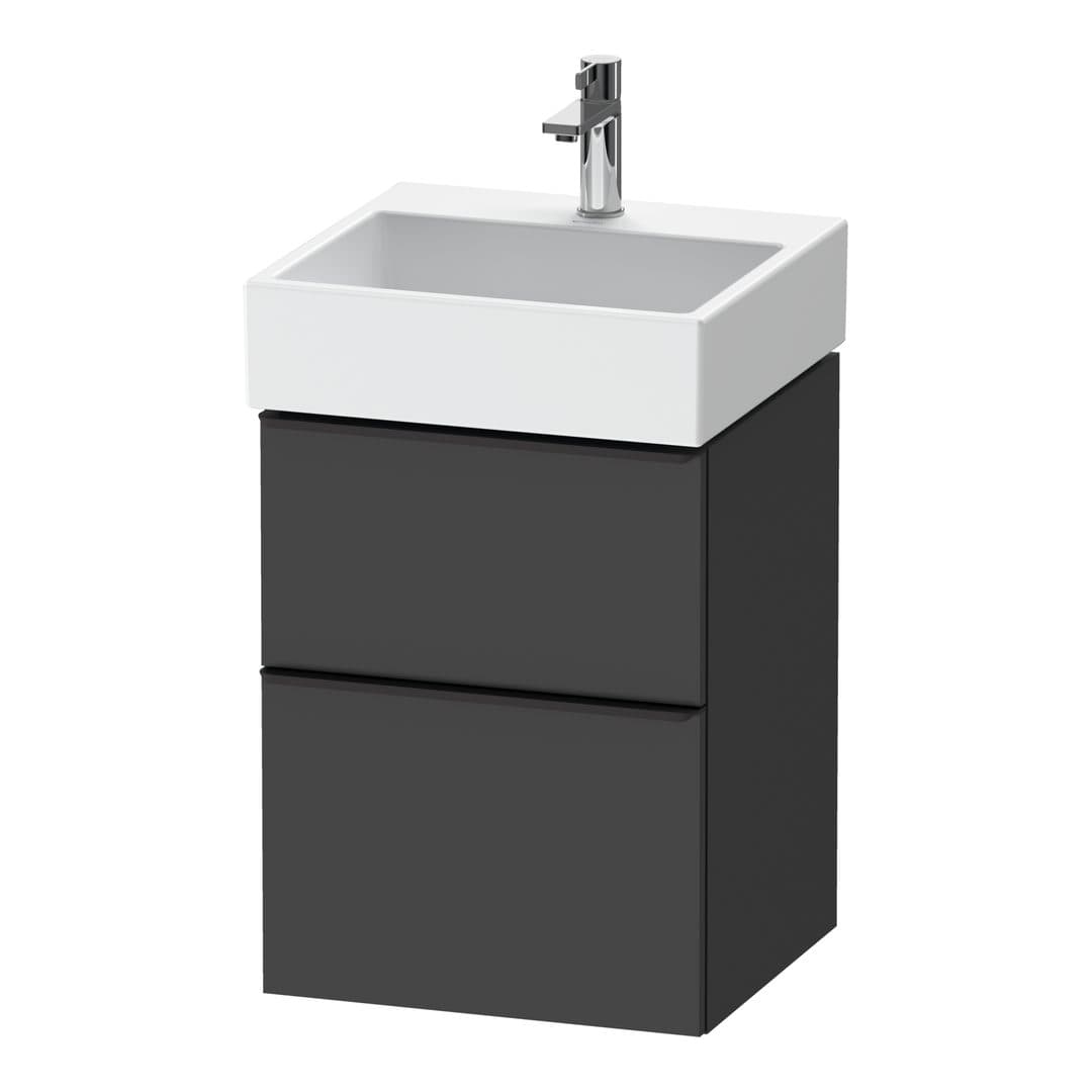 Duravit D-Neo – Έπιπλο Νιπτήρα – 484 mm, 2 συρτάρια, νιπτήρας κέντρο, 484 x 442 x 625 mm, Diamond black Matt – Graphite Matt, Decor (DE43700BD490000)