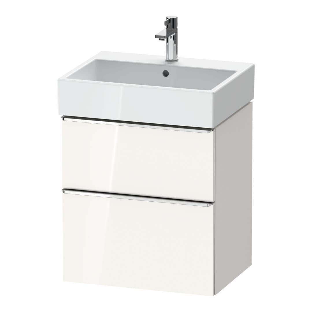 Duravit D-Neo – Έπιπλο Νιπτήρα – 584 mm, 2 συρτάρια, νιπτήρας κέντρο, 584 x 442 x 625 mm, Chrome High Gloss – White High Gloss, Decor (DE4371010220000)