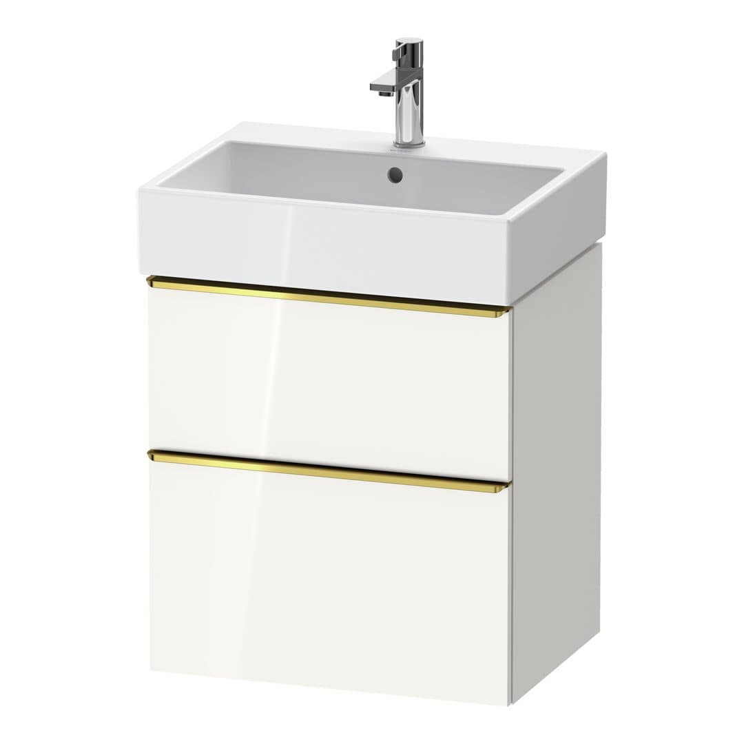 Duravit D-Neo – Έπιπλο Νιπτήρα – 584 mm, 2 συρτάρια, νιπτήρας κέντρο, 584 x 442 x 625 mm, Gold Polished – White High Gloss, Decor (DE4371034220000)