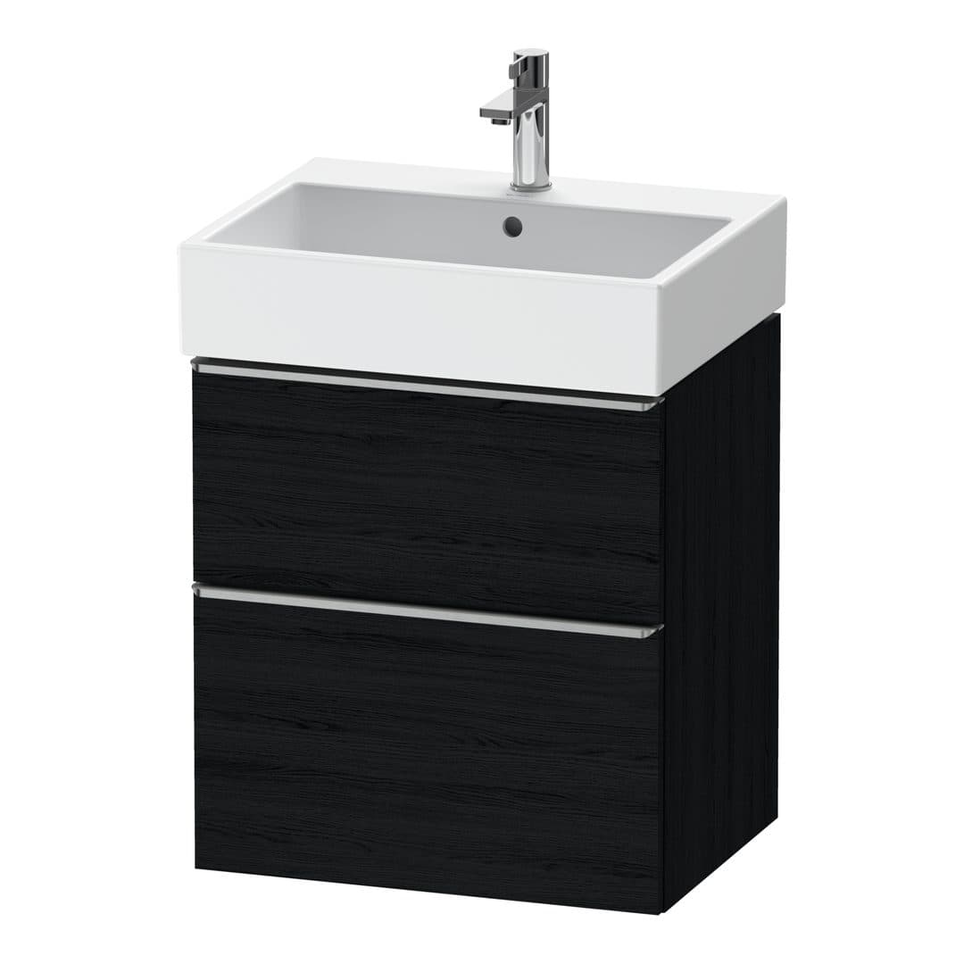 Duravit D-Neo – Έπιπλο Νιπτήρα – 584 mm, 2 συρτάρια, νιπτήρας κέντρο, 584 x 442 x 625 mm, Stainless steel Brushed – Black oak Matt, Decor (DE4371070160000)