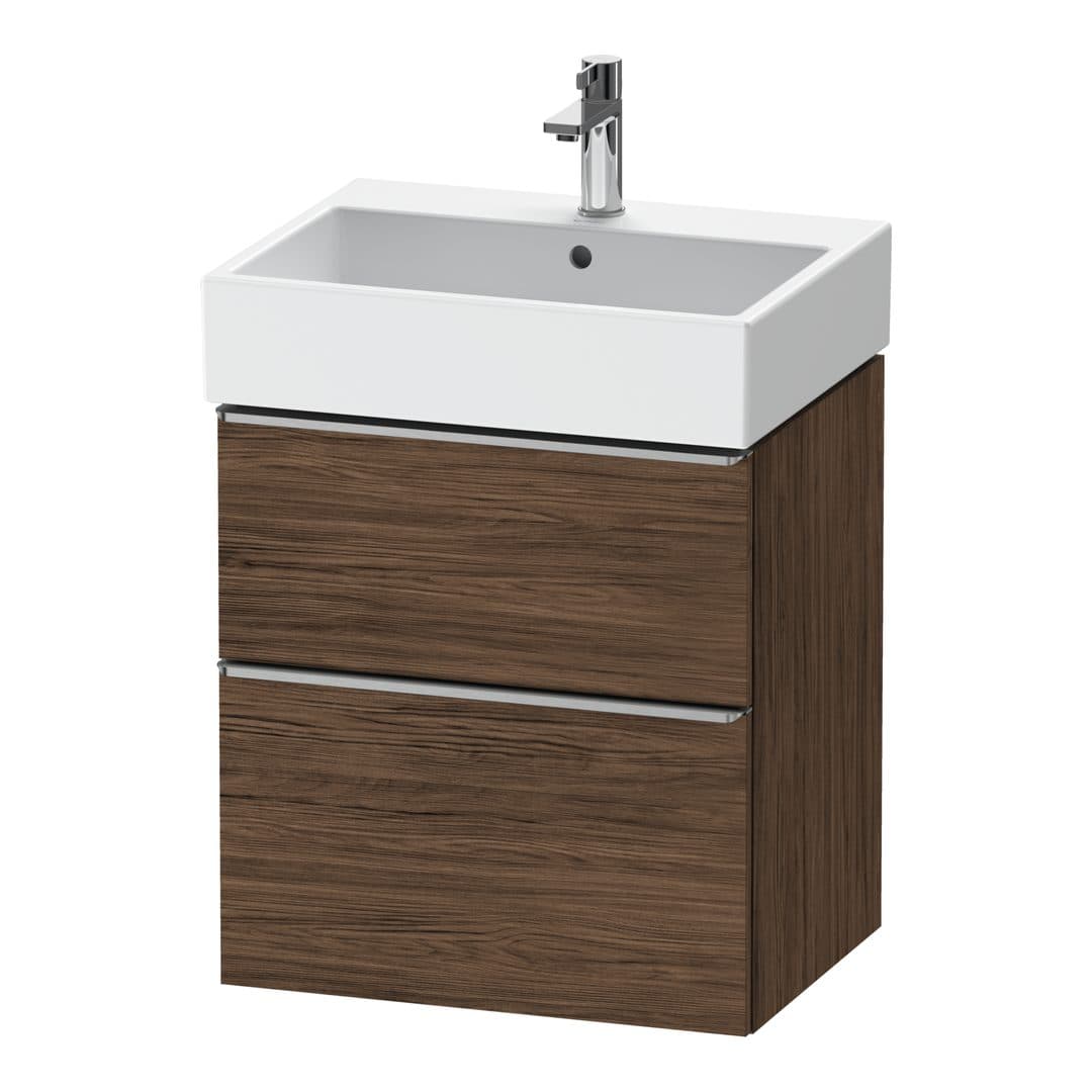 Duravit D-Neo – Έπιπλο Νιπτήρα – 584 mm, 2 συρτάρια, νιπτήρας κέντρο, 584 x 442 x 625 mm, Stainless steel Brushed – Walnut dark Matt, Decor (DE4371070210000)