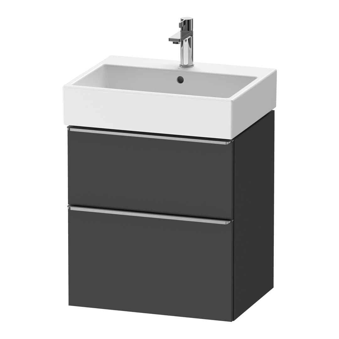 Duravit D-Neo – Έπιπλο Νιπτήρα – 584 mm, 2 συρτάρια, νιπτήρας κέντρο, 584 x 442 x 625 mm, Stainless steel Brushed – Graphite Matt, Decor (DE4371070490000)
