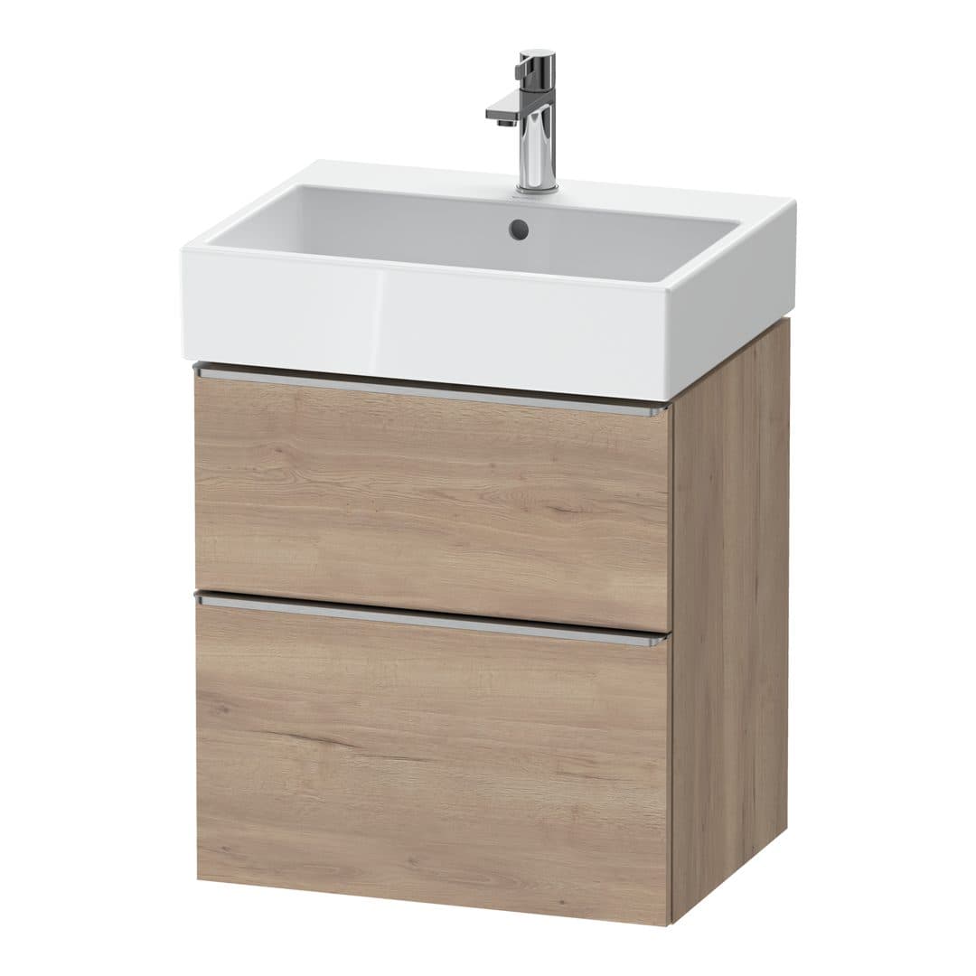 Duravit D-Neo – Έπιπλο Νιπτήρα – 584 mm, 2 συρτάρια, νιπτήρας κέντρο, 584 x 442 x 625 mm, Stainless steel Brushed – Marbled Oak Matt, Decor (DE4371070550000)