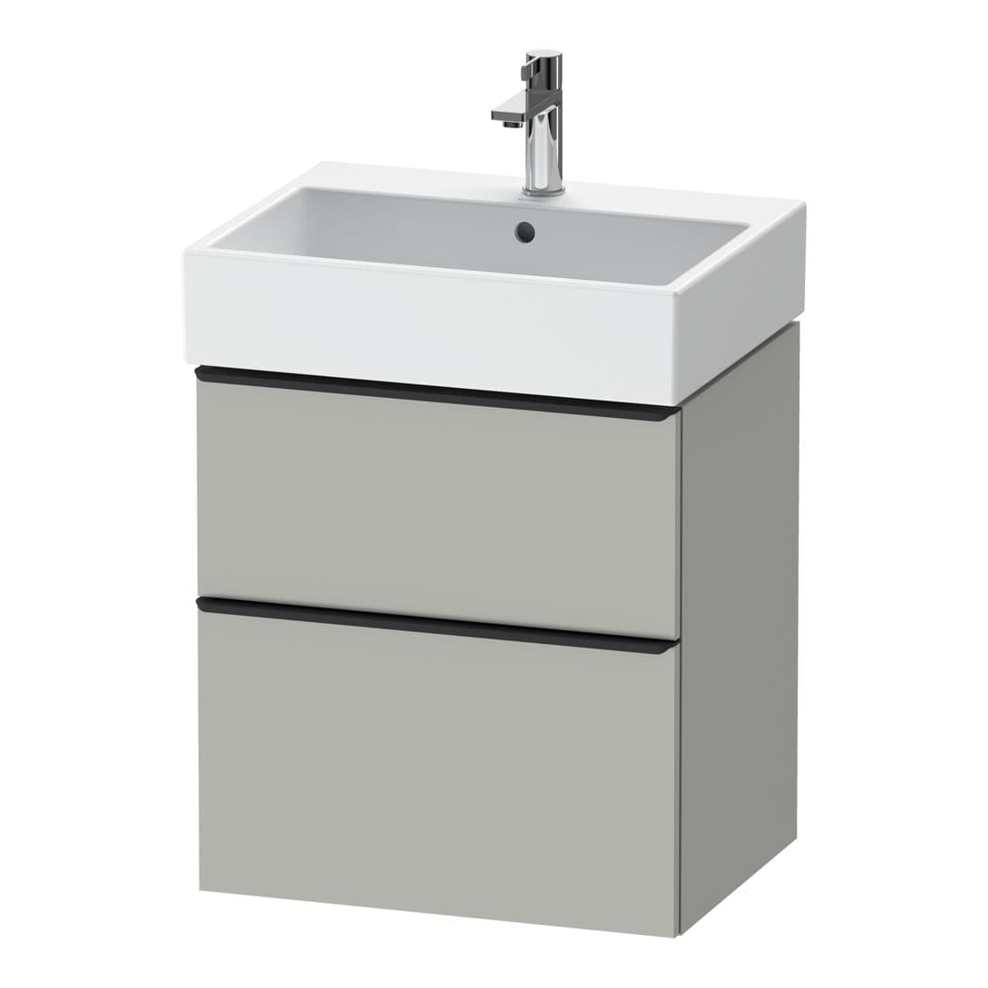Duravit D-Neo – Έπιπλο Νιπτήρα – 584 mm, 2 συρτάρια, νιπτήρας κέντρο, 584 x 442 x 625 mm, Diamond black Matt – Concrete grey Matt, Decor (DE43710BD070000)