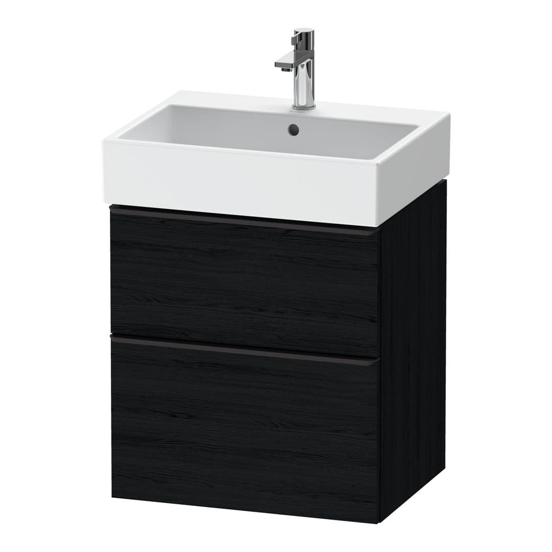 Duravit D-Neo – Έπιπλο Νιπτήρα – 584 mm, 2 συρτάρια, νιπτήρας κέντρο, 584 x 442 x 625 mm, Diamond black Matt – Black oak Matt, Decor (DE43710BD160000)
