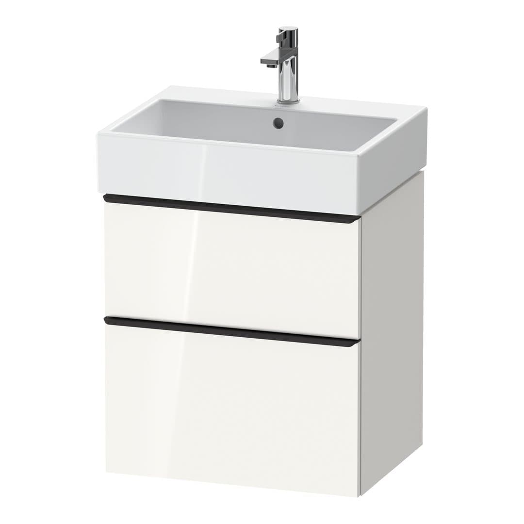 Duravit D-Neo – Έπιπλο Νιπτήρα – 584 mm, 2 συρτάρια, νιπτήρας κέντρο, 584 x 442 x 625 mm, Diamond black Matt – White High Gloss, Decor (DE43710BD220000)