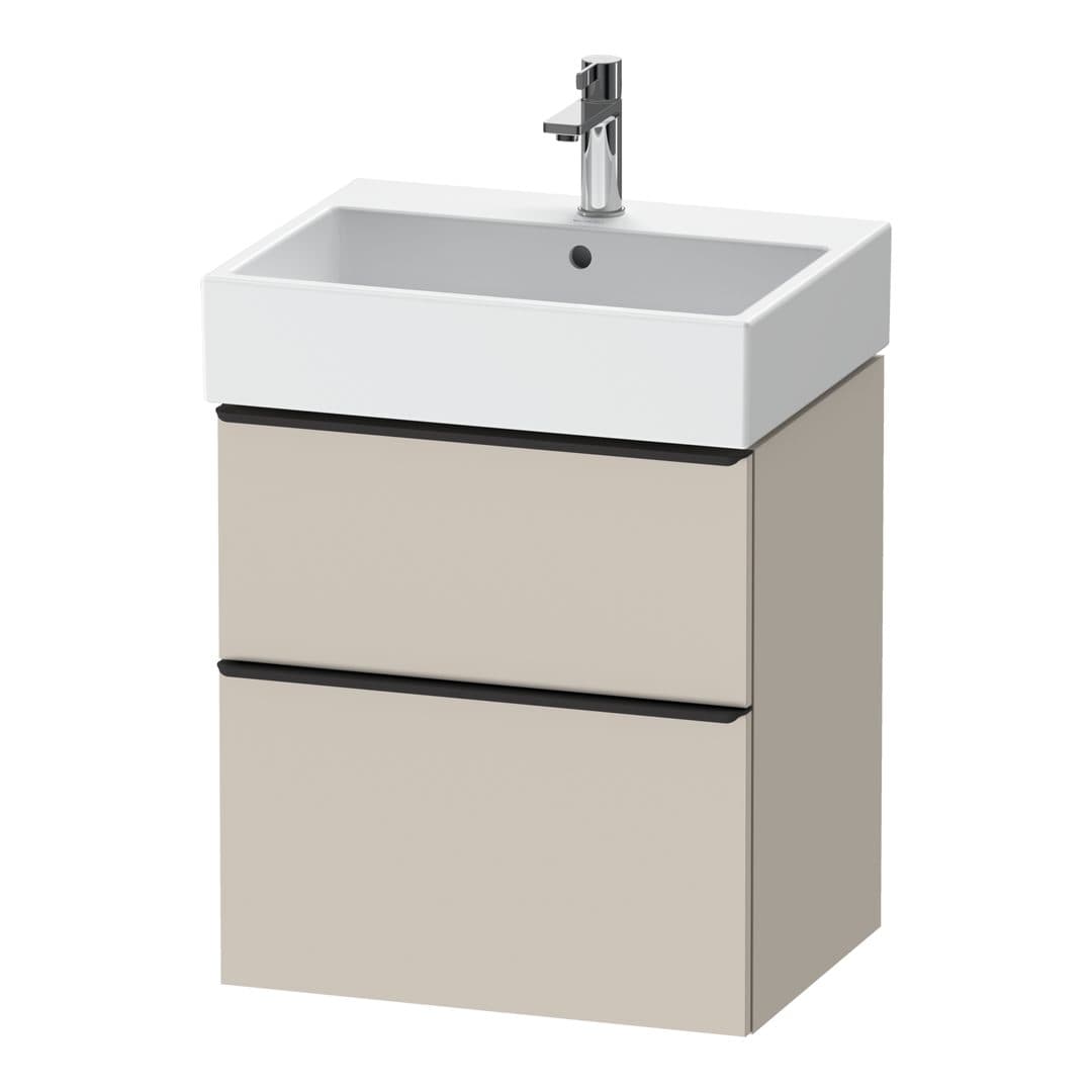 Duravit D-Neo – Έπιπλο Νιπτήρα – 584 mm, 2 συρτάρια, νιπτήρας κέντρο, 584 x 442 x 625 mm, Diamond black Matt – Taupe Matt, Decor (DE43710BD910000)