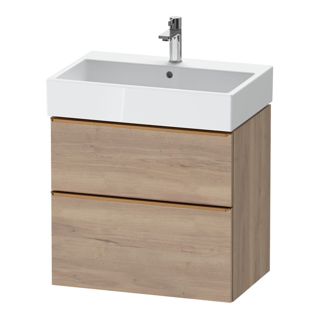 Duravit D-Neo – Έπιπλο Νιπτήρα – 684 mm, 2 συρτάρια, νιπτήρας κέντρο, Bronze Brushed – Marbled Oak Matt, Decor (DE4372004550000)